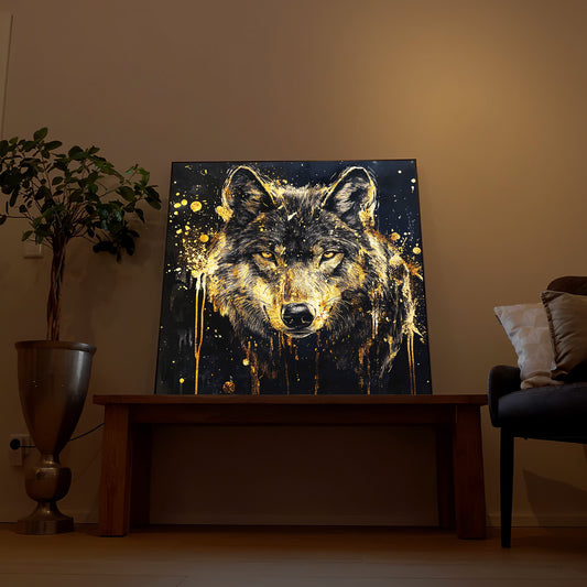 Goldener Wolf Abstract Art