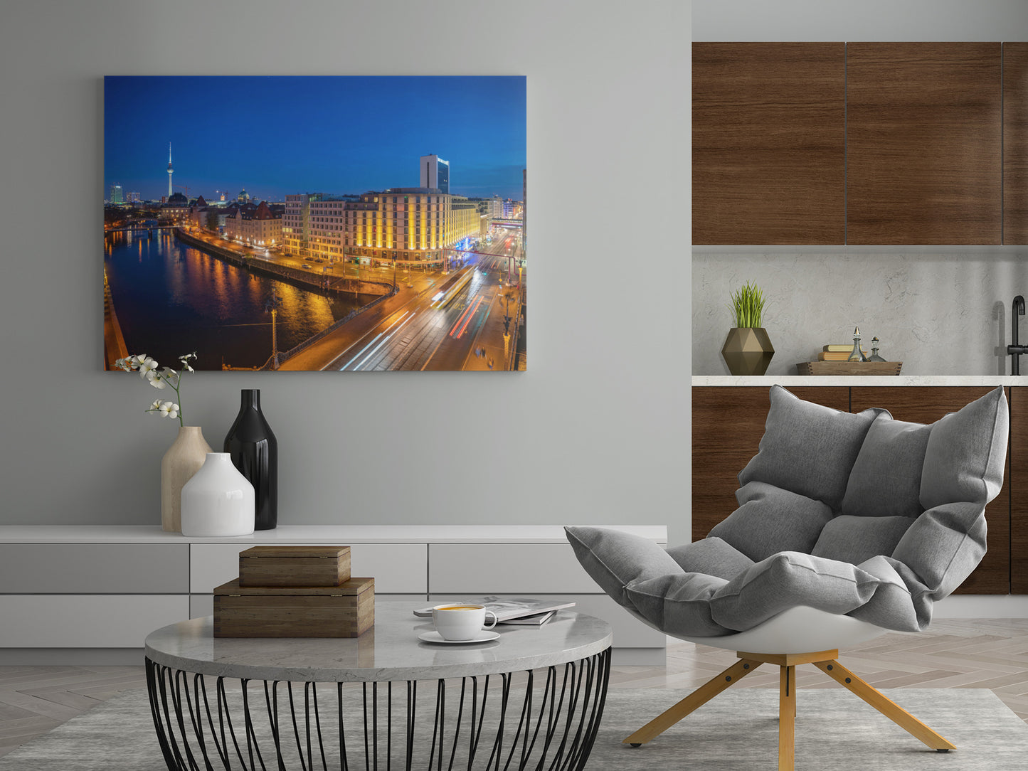 Berlin City bei Nacht - Poster oder Leinwand