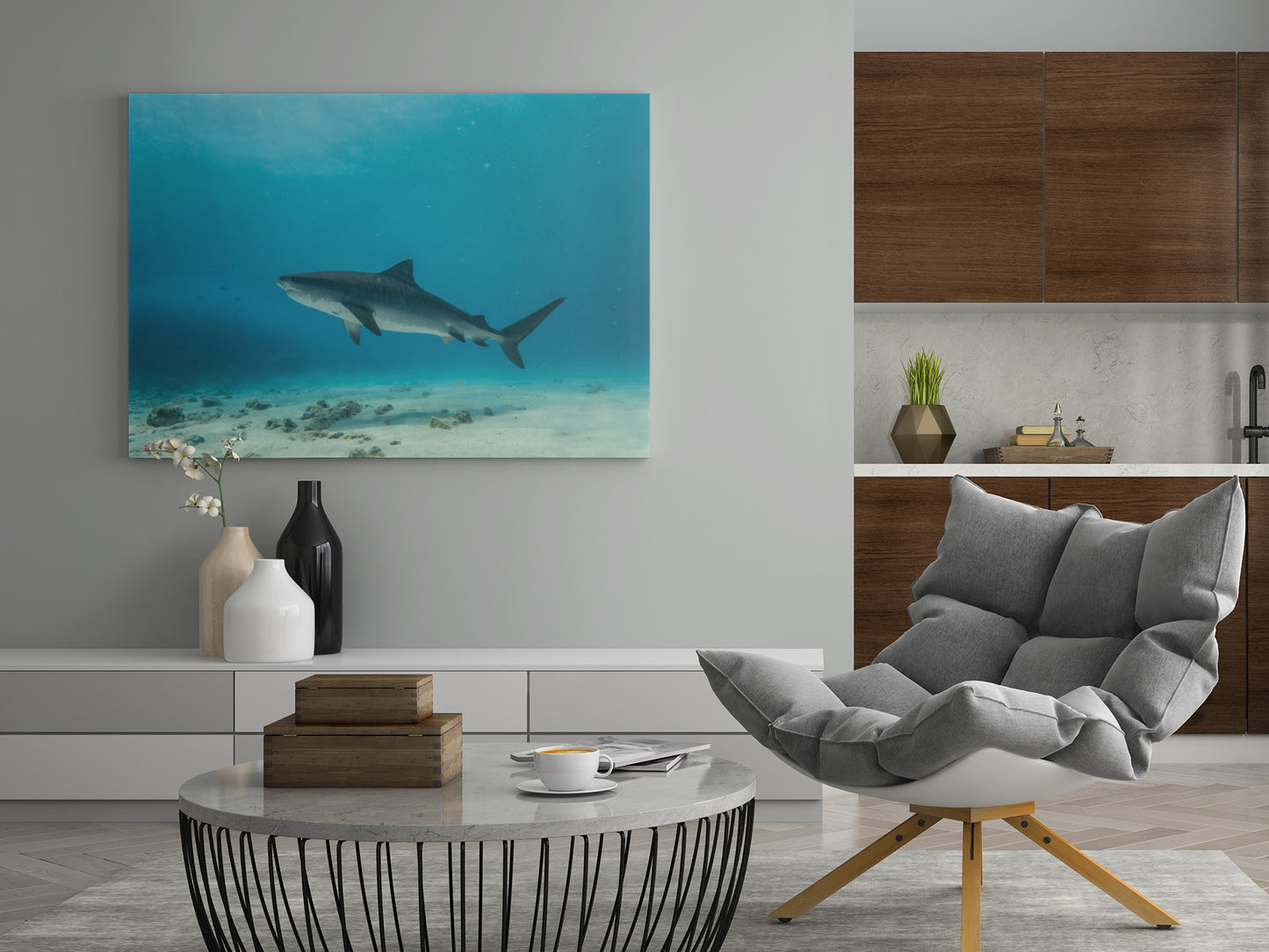 Tiger Hai vor den Bahamas - Poster oder Leinwand