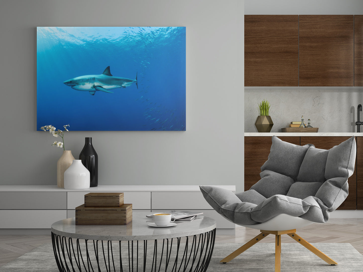 Weißer Hai im Atlantik - Great White - Poster oder Leinwand