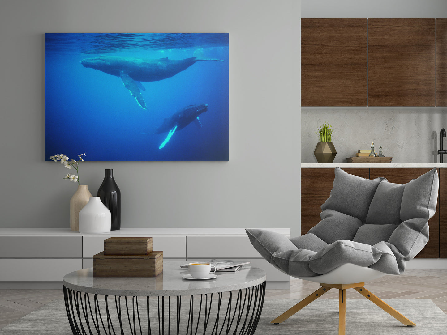Buckelwale vor Tonga - Poster oder Leinwand