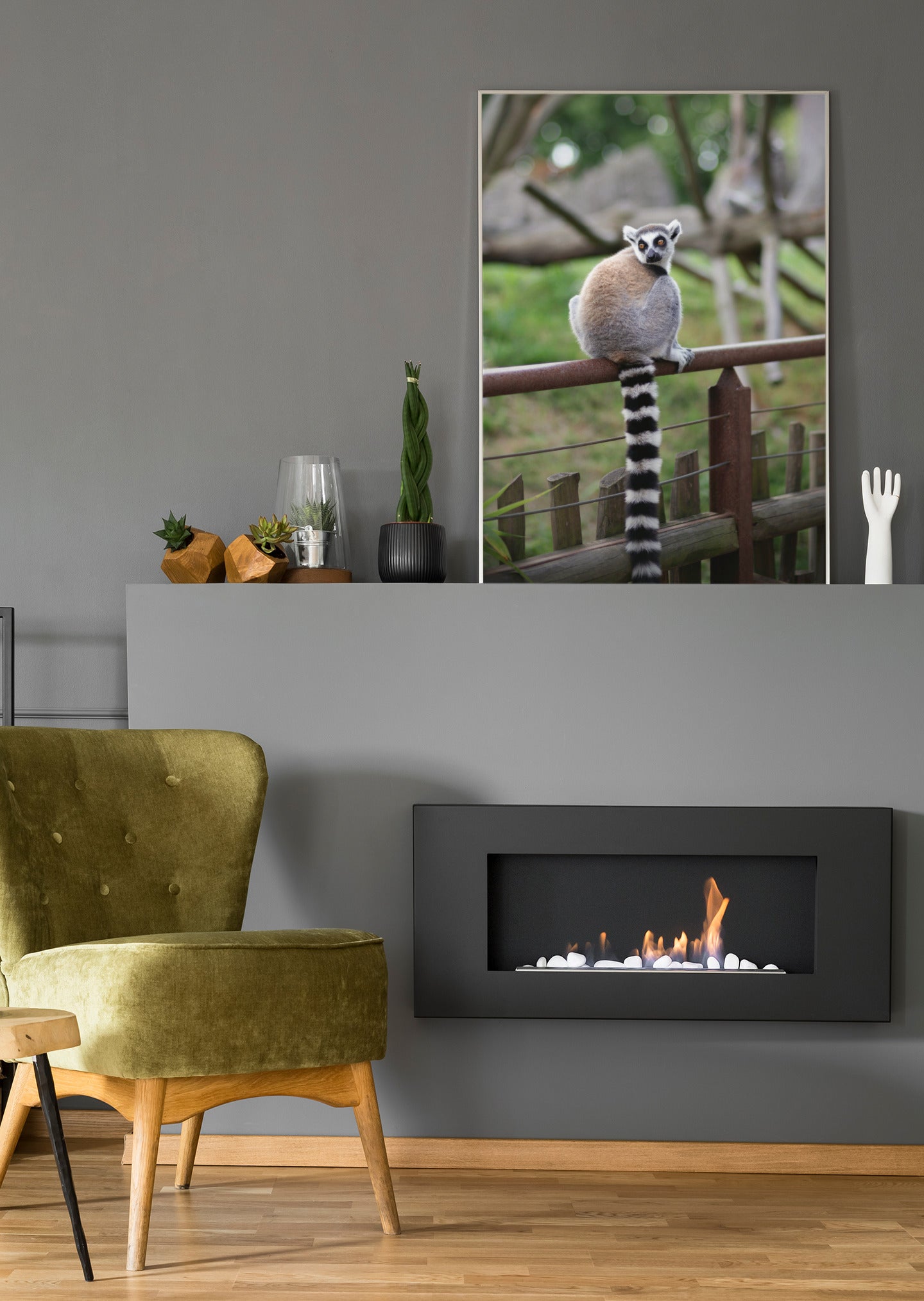 Lemur auf einem Zaun - Poster oder Leinwand