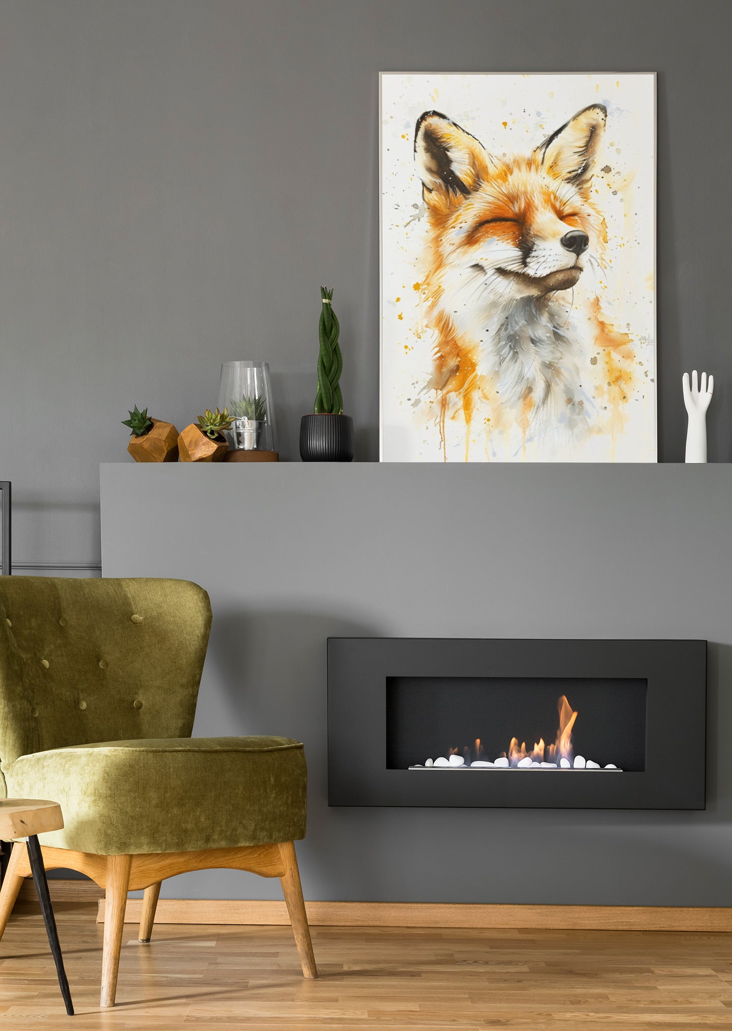 Fröhlicher Fuchs Pastel - Poster oder Leinwand