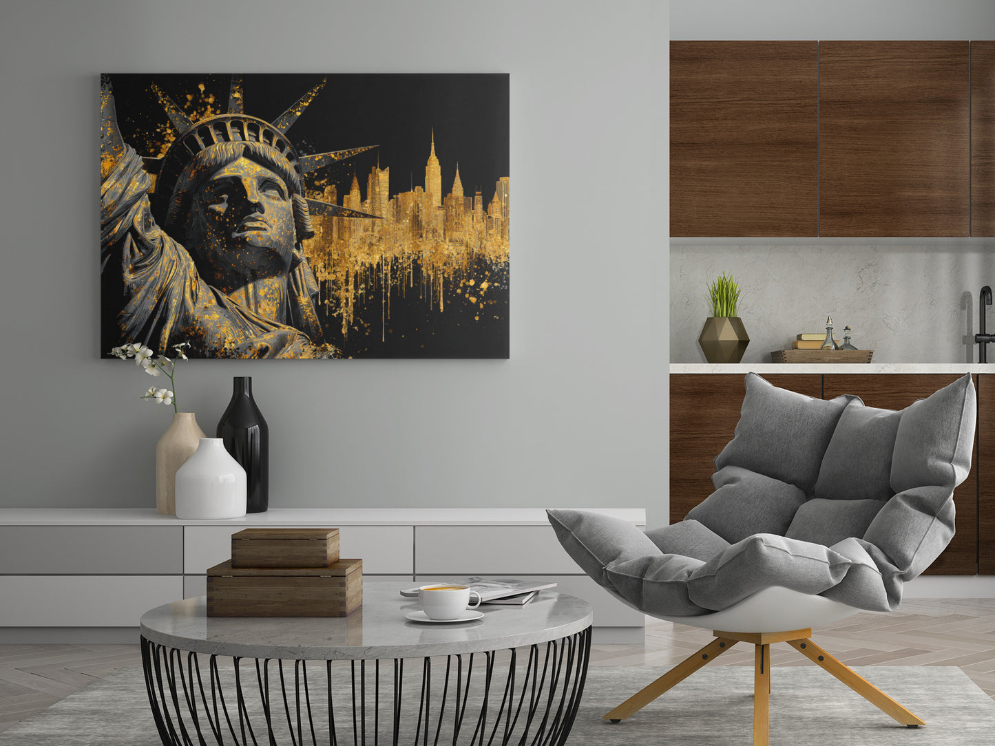 Freiheitsstatue NYC Skyline - Poster oder Leinwand
