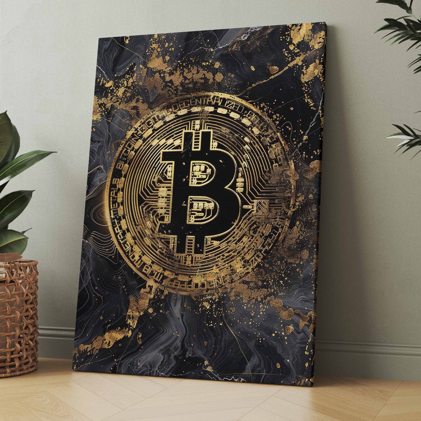 Golden Bitcoin in Marmor - Poster oder Leinwand
