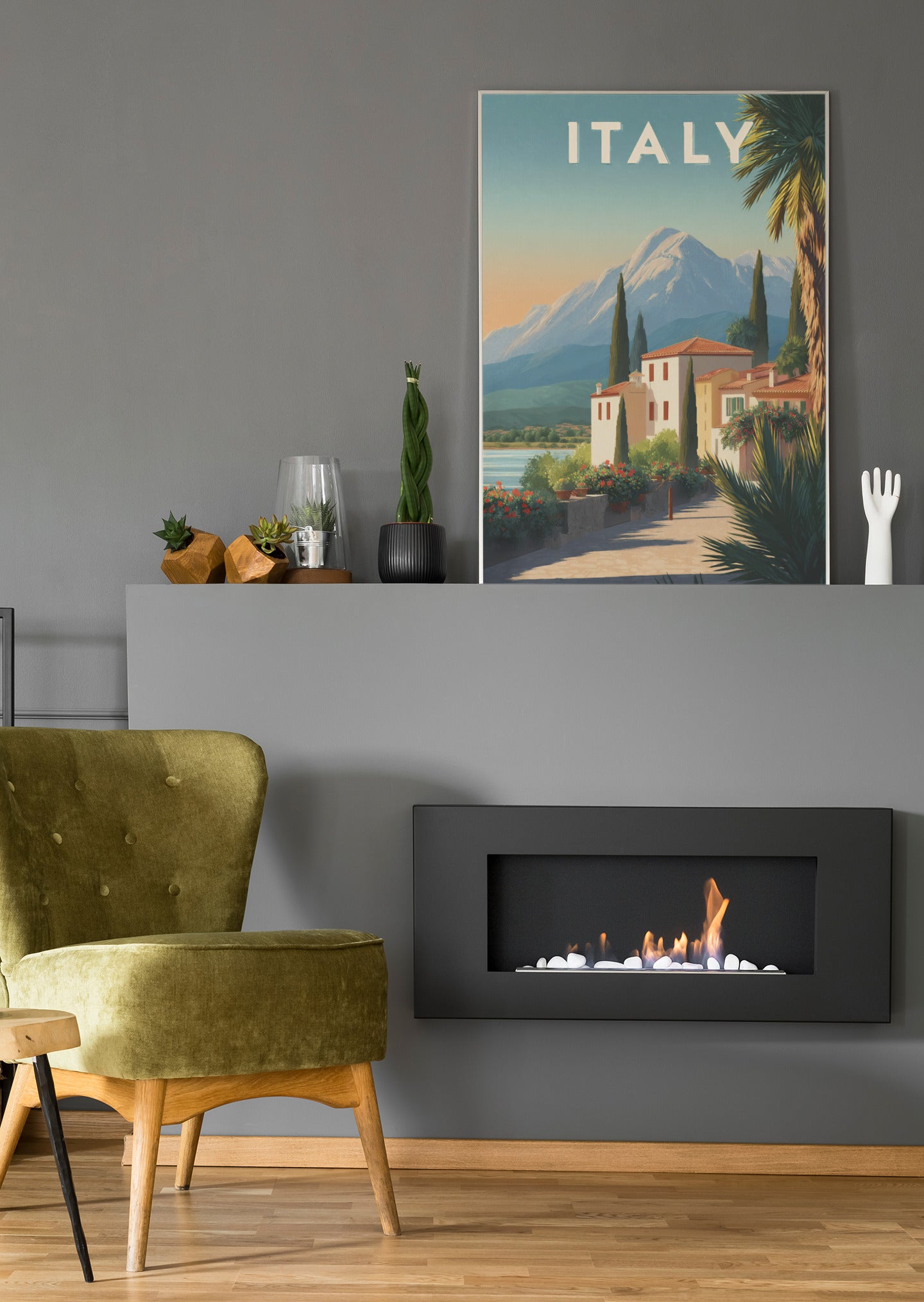 Italien Hütte am See - Poster oder Leinwand