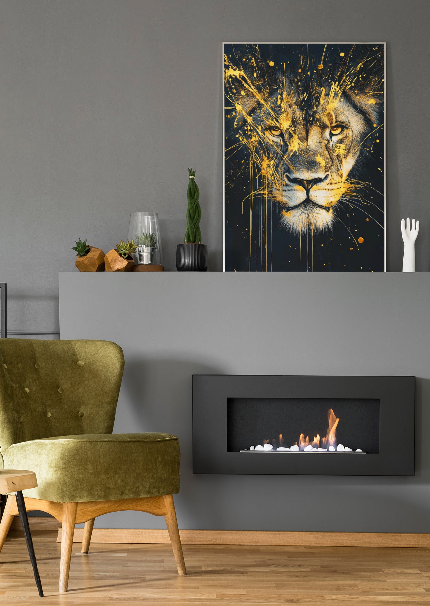 Goldener Löwe Abstrakte Kunst - Poster oder Leinwand