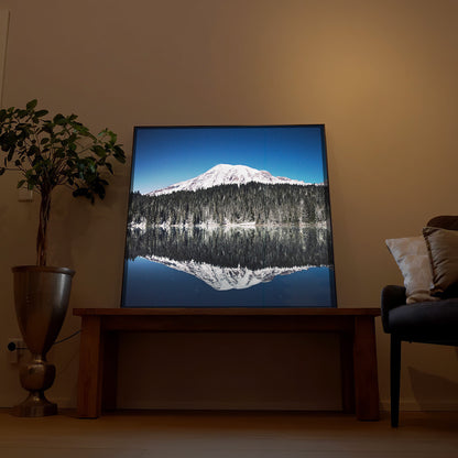 Bergspiegelung im Wasser bei Nacht