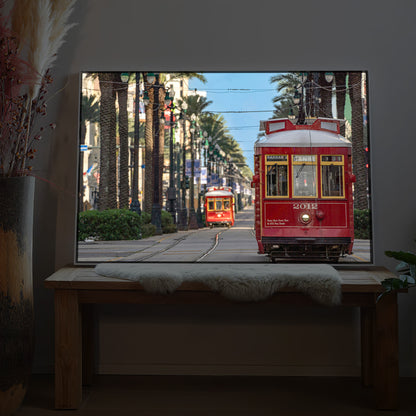 Rote Straßenbahn in New Orleans