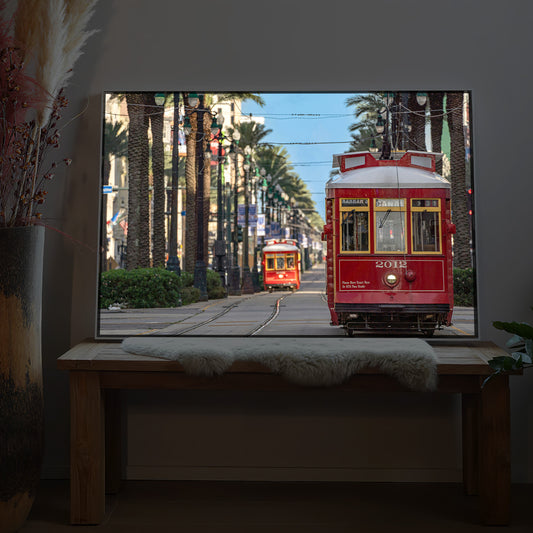 Rote Straßenbahn in New Orleans