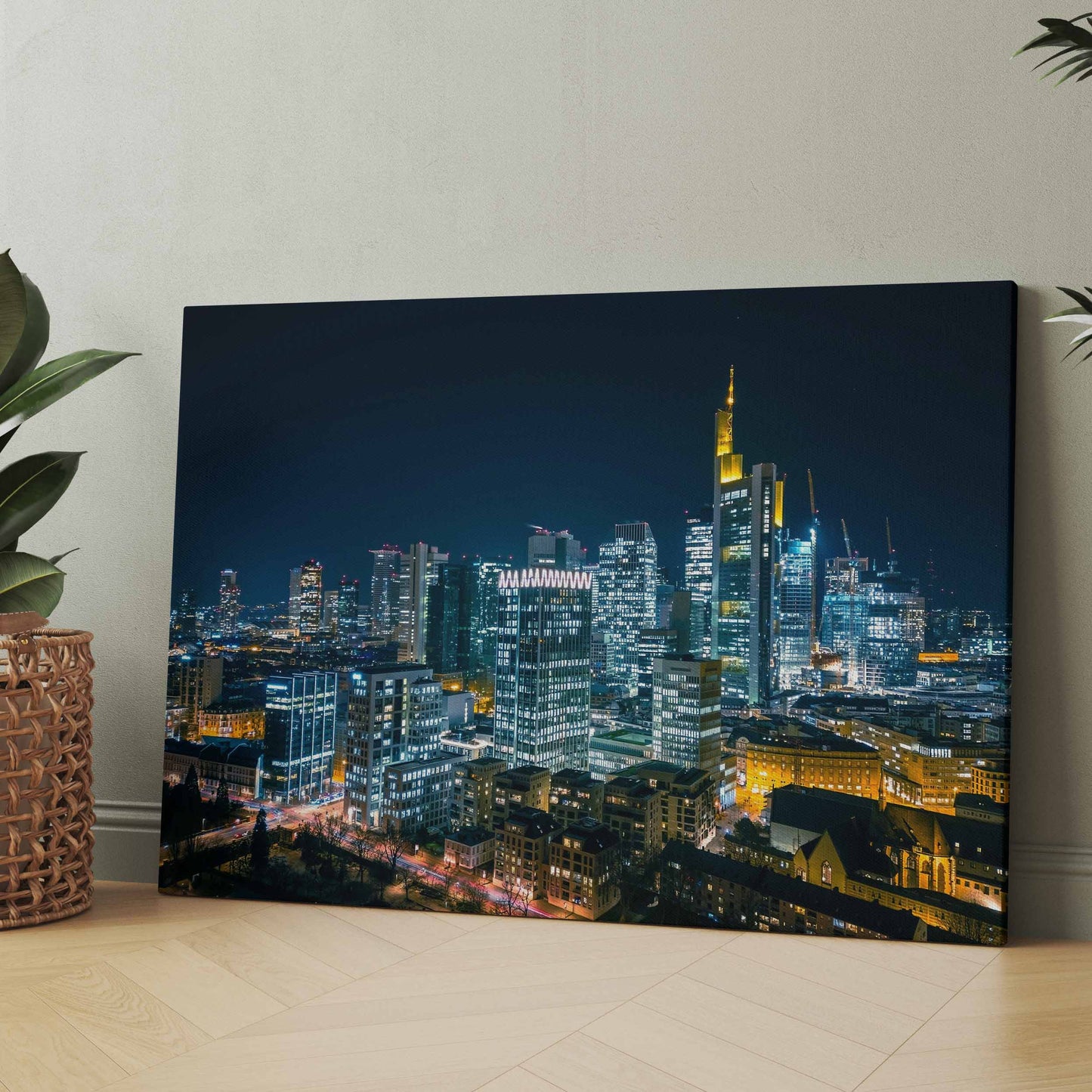 Frankfurt am Main - Skyline bei Nacht - Poster oder Leinwand