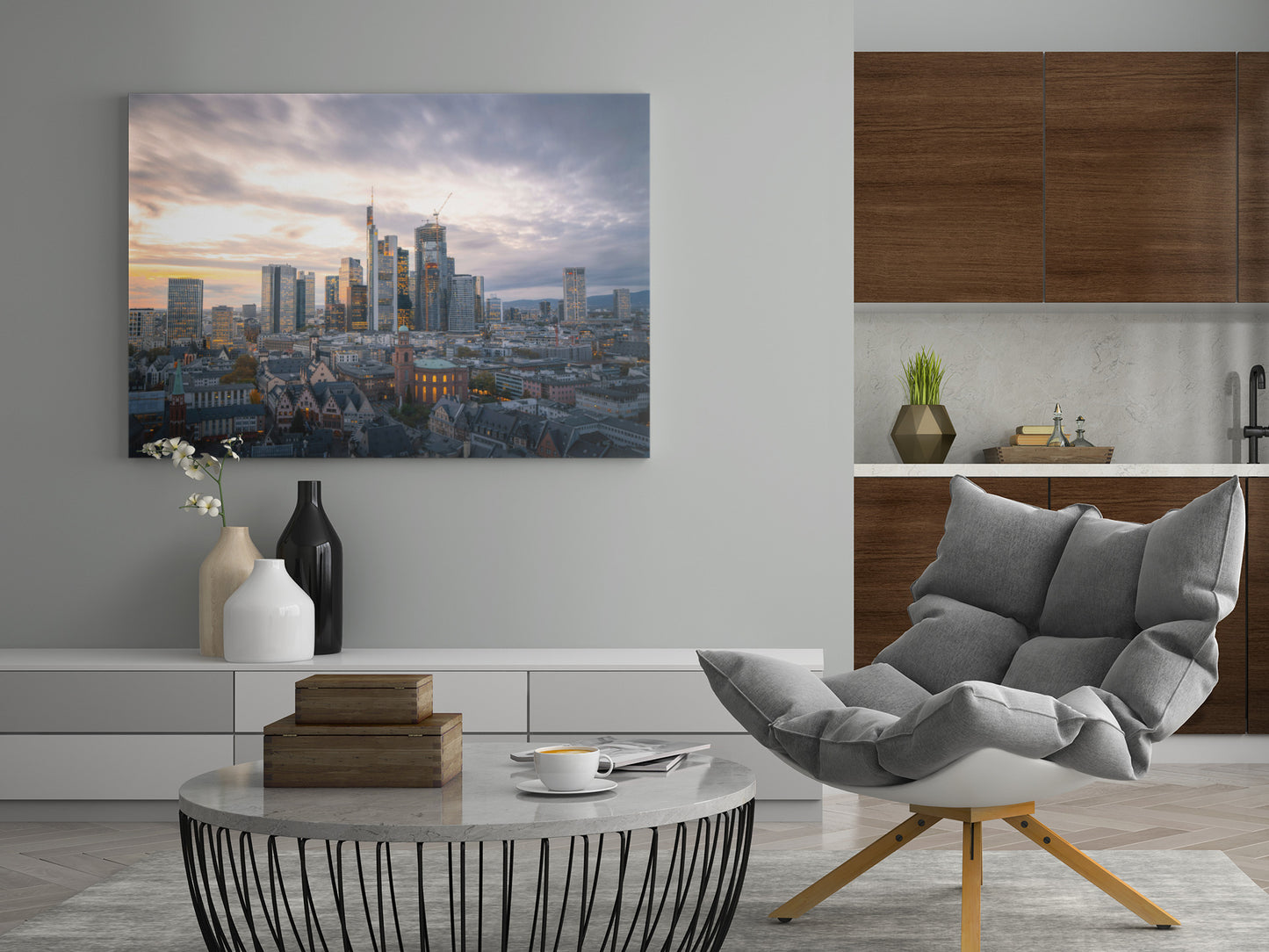 Frankfurt am Main - Skyline am Abend - Poster oder Leinwand