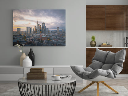 Frankfurt am Main - Skyline am Abend - Poster oder Leinwand