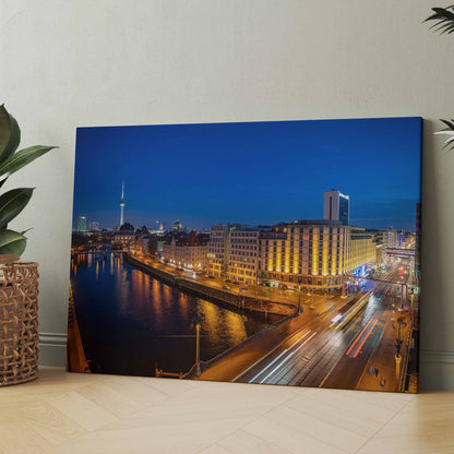 Berlin City bei Nacht - Poster oder Leinwand