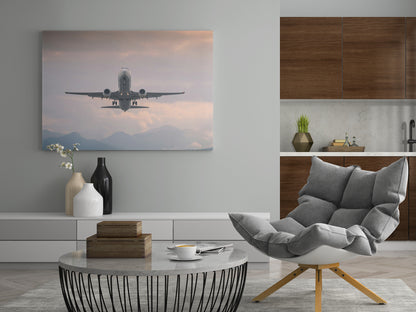 Flugzeug Airbus Take Off in den Alpen - Poster oder Leinwand