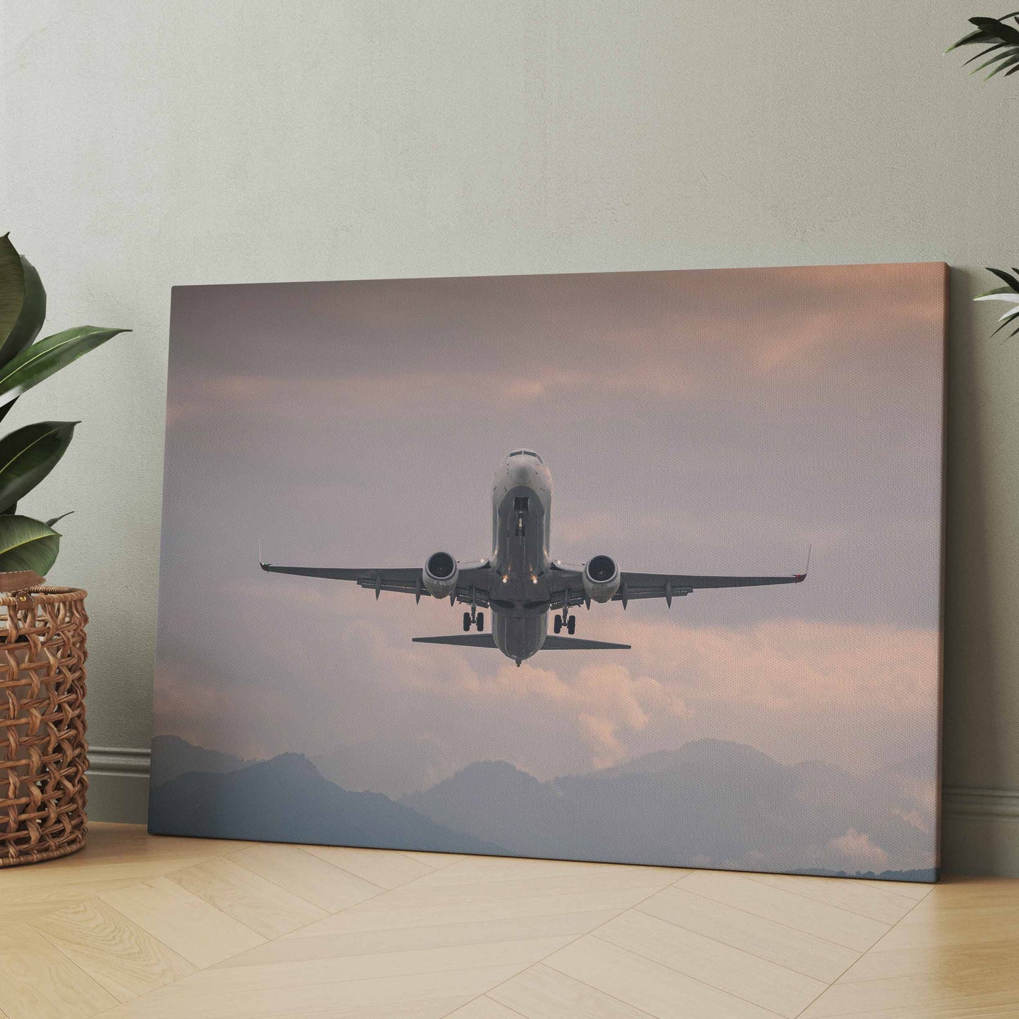 Flugzeug Airbus Take Off in den Alpen - Poster oder Leinwand