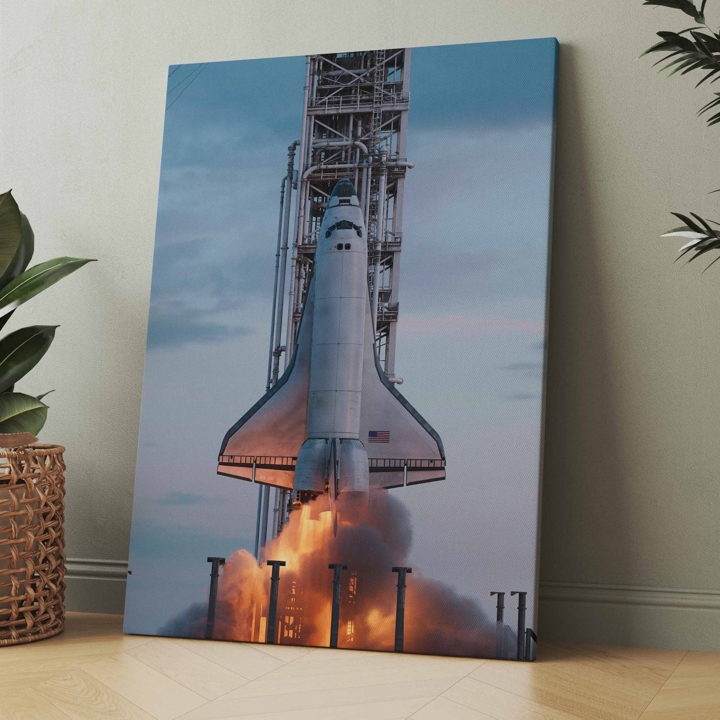 Space Shuttle an der Startrampe - Poster oder Leinwand
