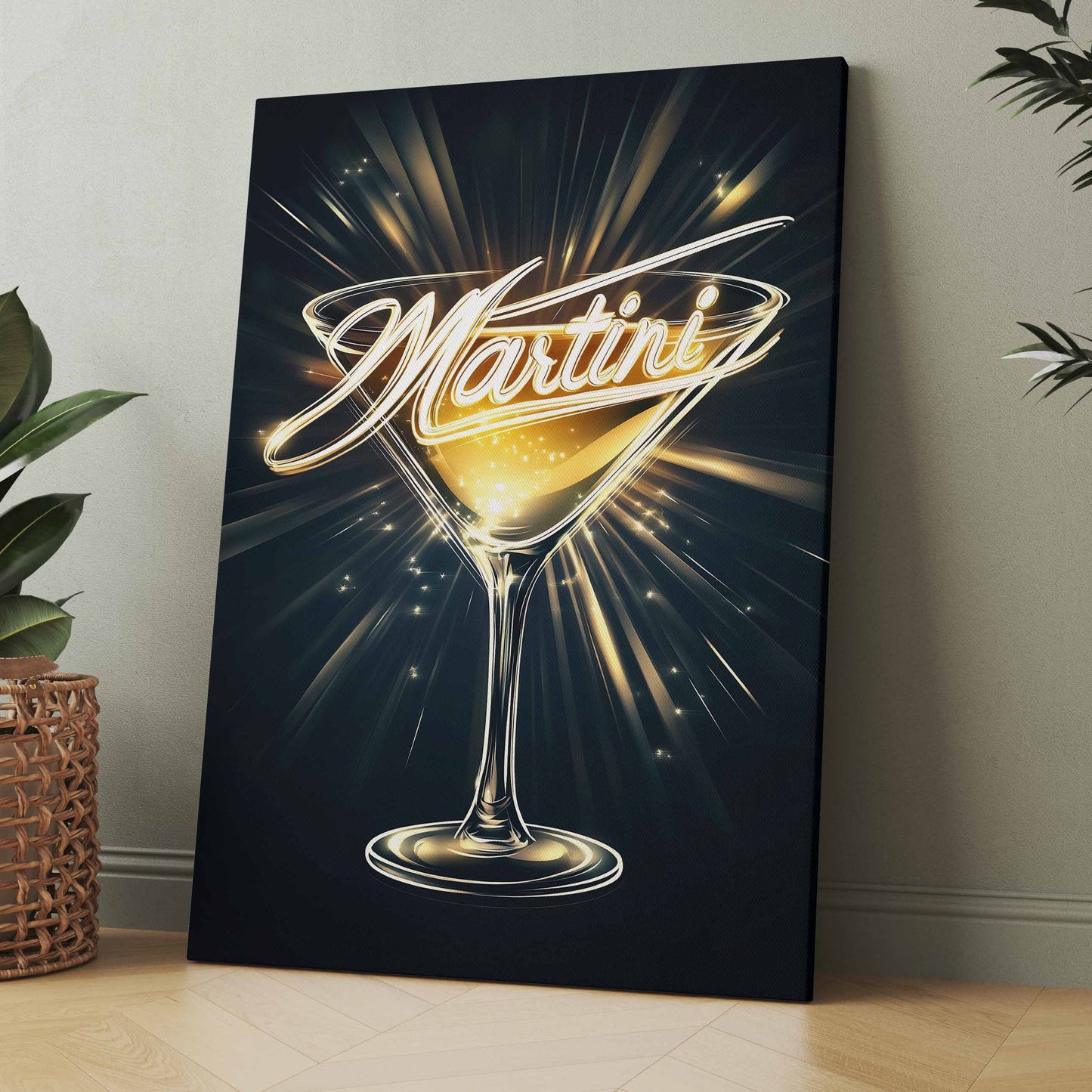 Martini Cocktail Neon - Poster oder Leinwand