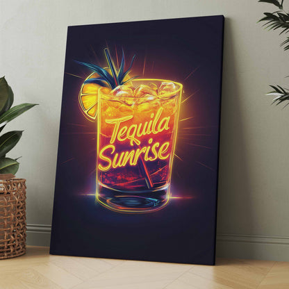 Tequila Sunrsie Neon Cocktail - Poster oder Leinwand