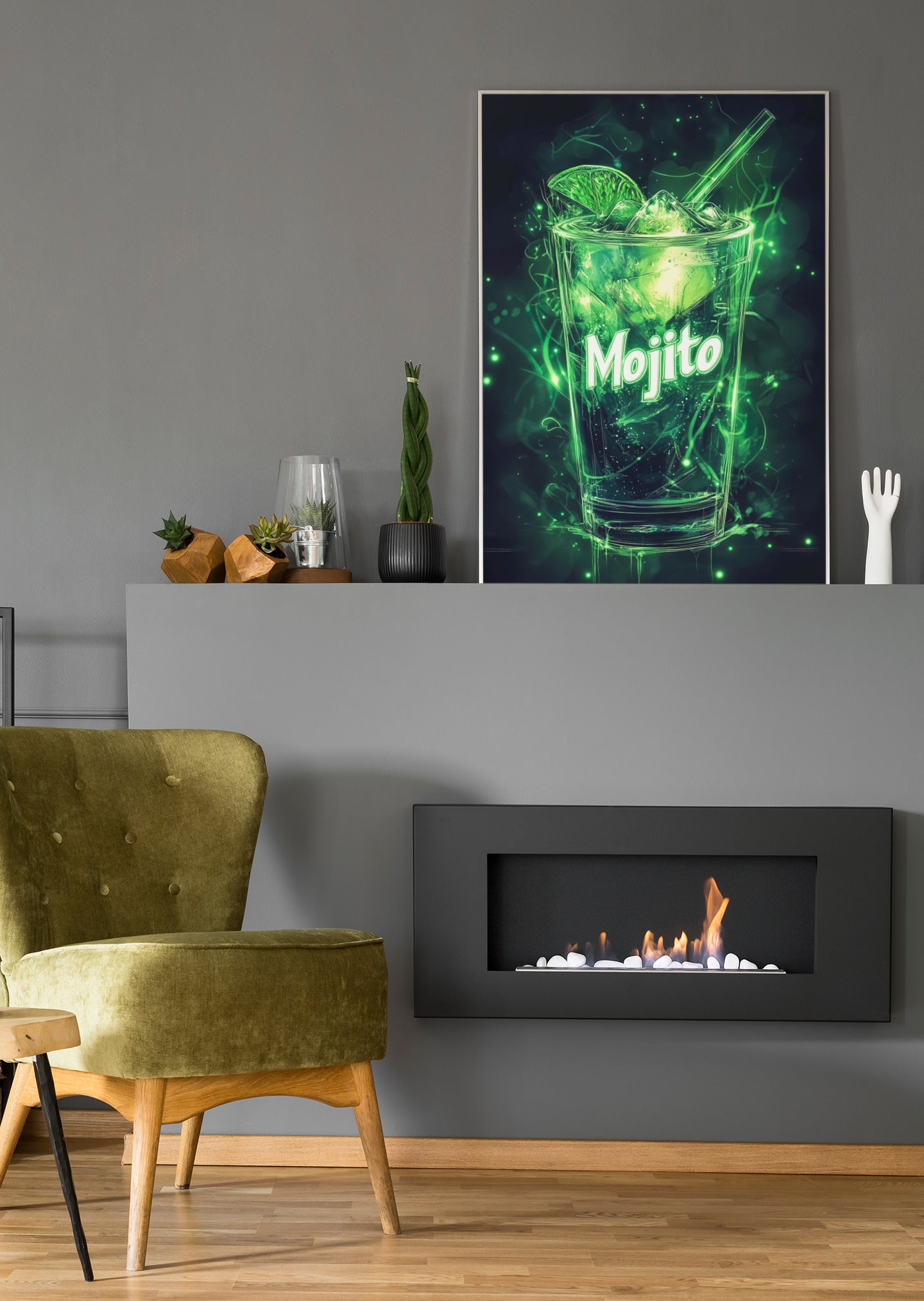 Mojito Neon Cocktail - Poster oder Leinwand
