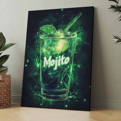 Mojito Neon Cocktail - Poster oder Leinwand