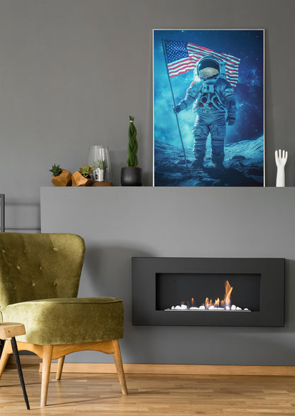 USA Astronaut auf dem Mond - Poster oder Leinwand