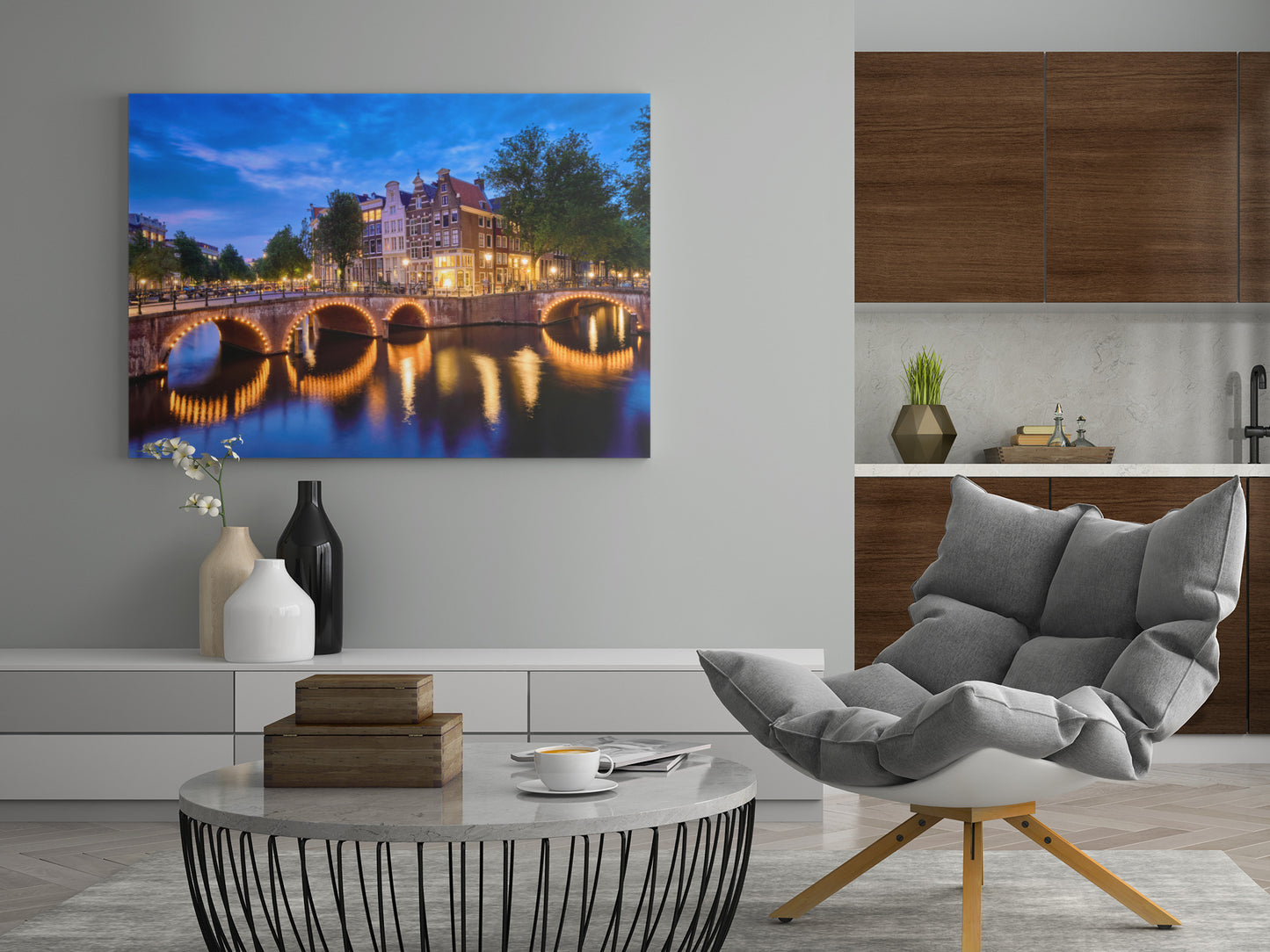 Amsterdam bei Nacht - Poster oder Leinwand