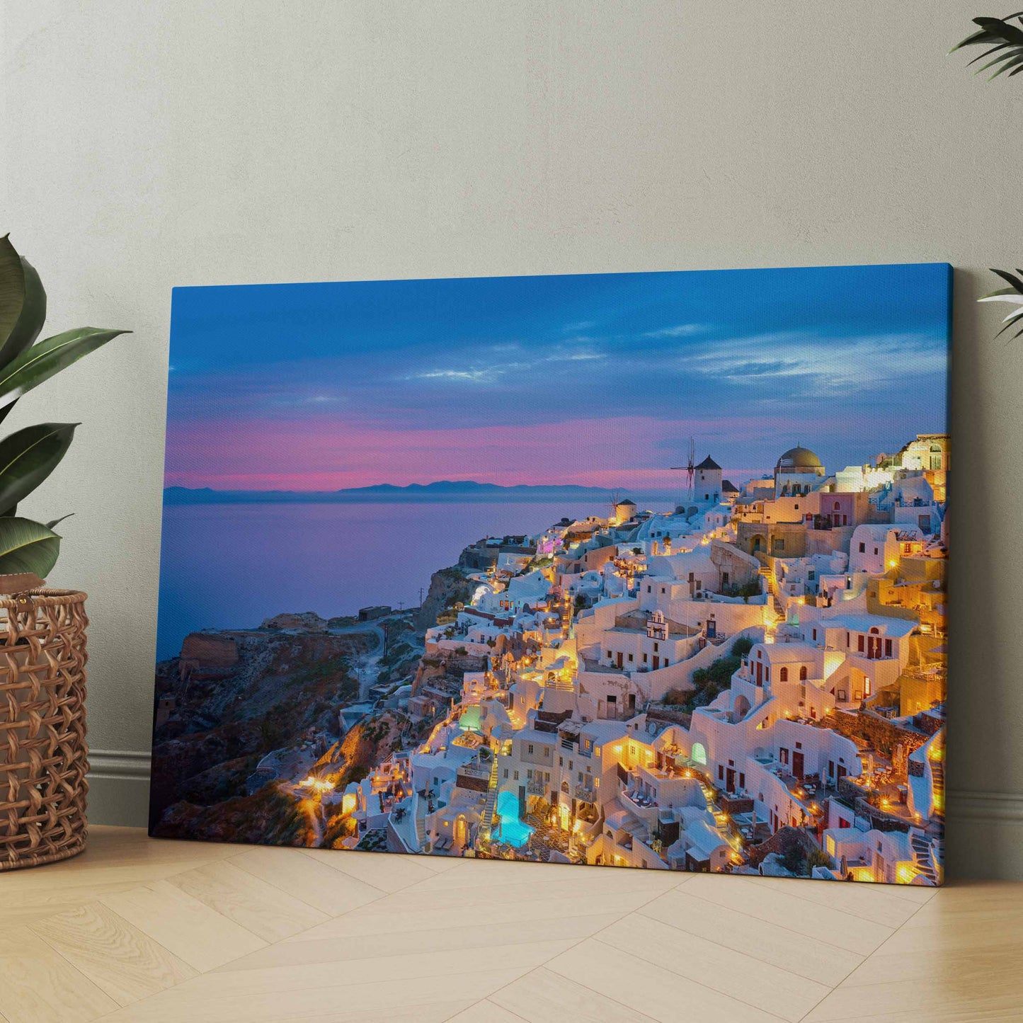 Santorini bei Nacht - Poster oder Leinwand