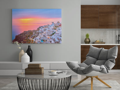 Santorini bei Tag - Poster oder Leinwand