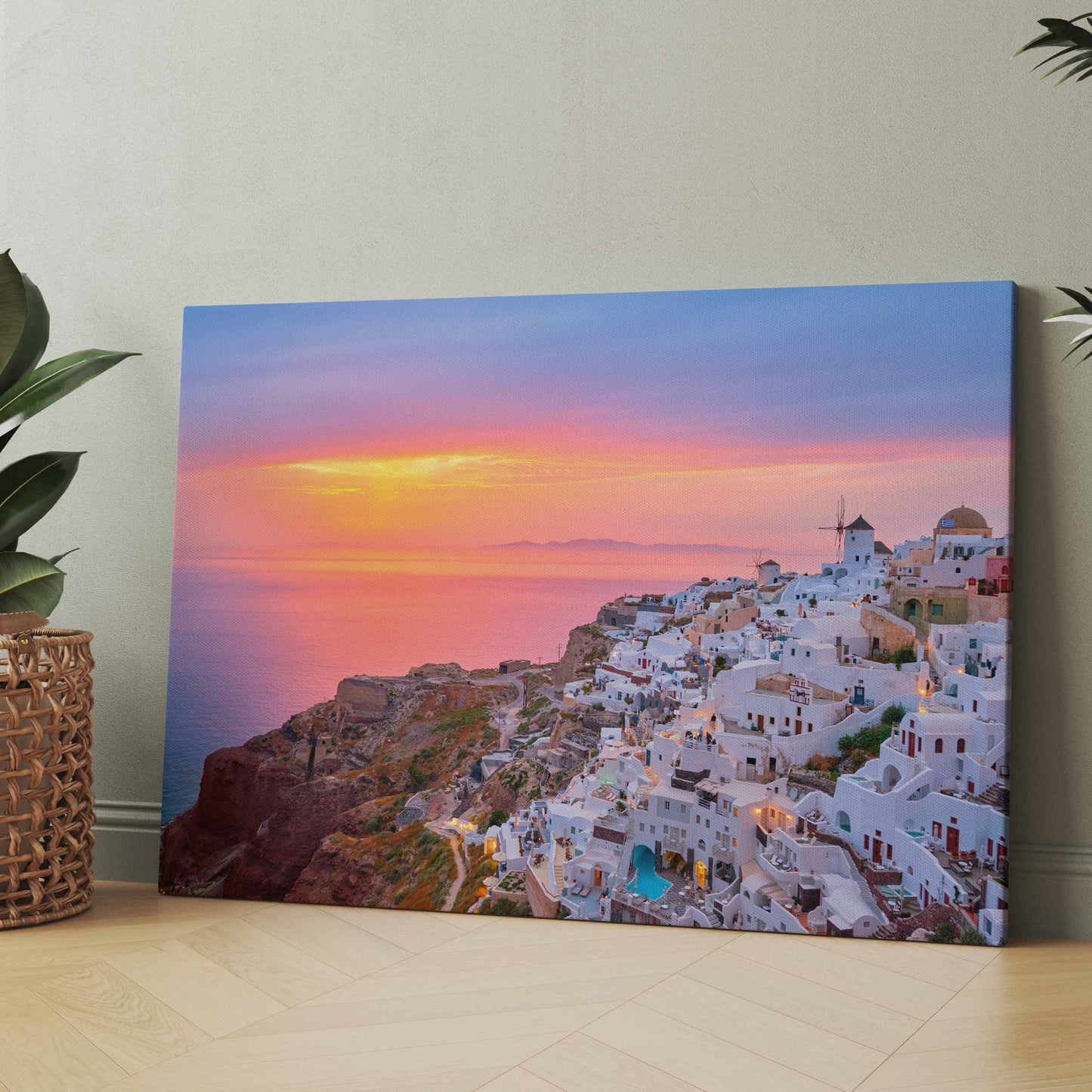 Santorini bei Tag - Poster oder Leinwand