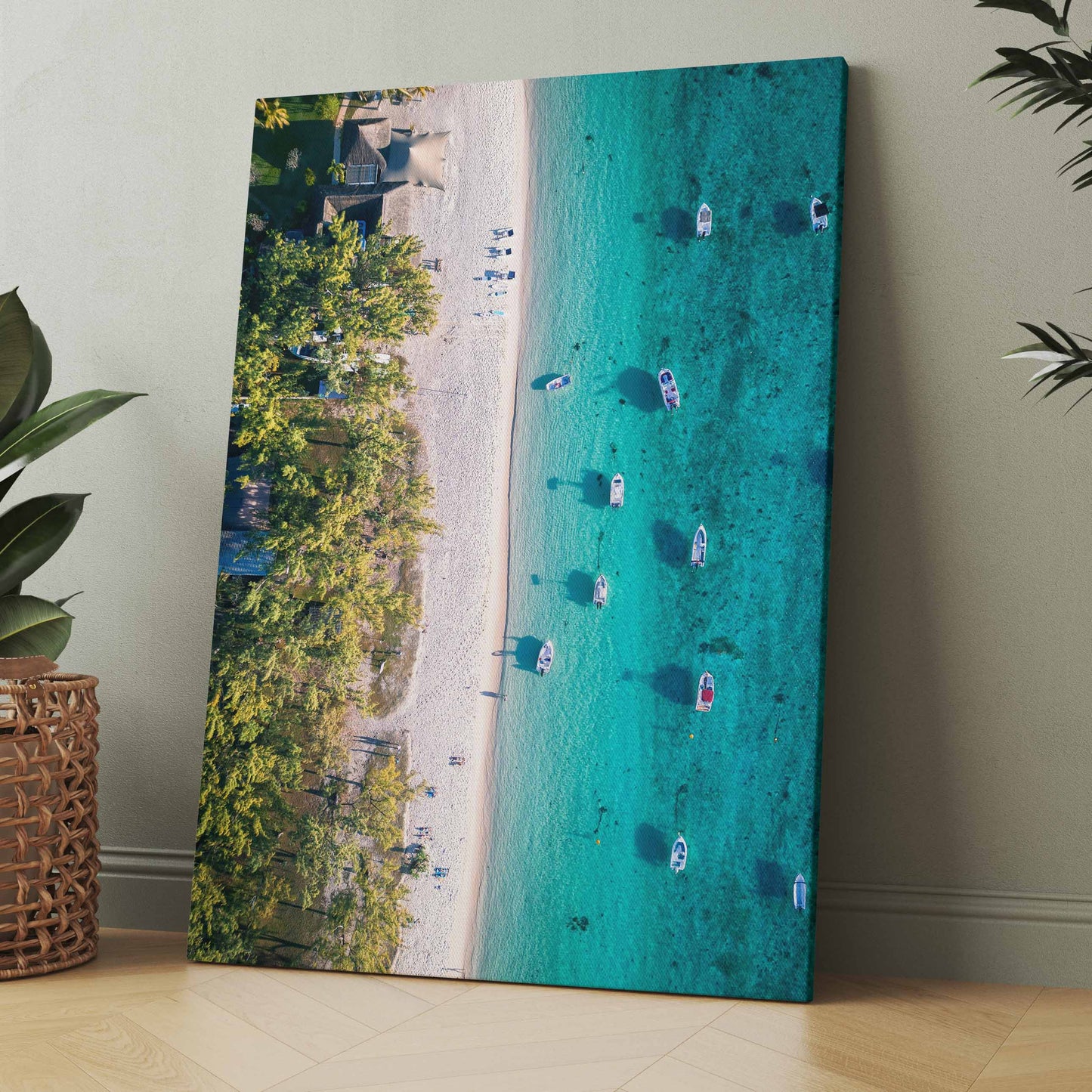 Luftaufnahme Strand mit türkisem Wasser - Poster oder Leinwand