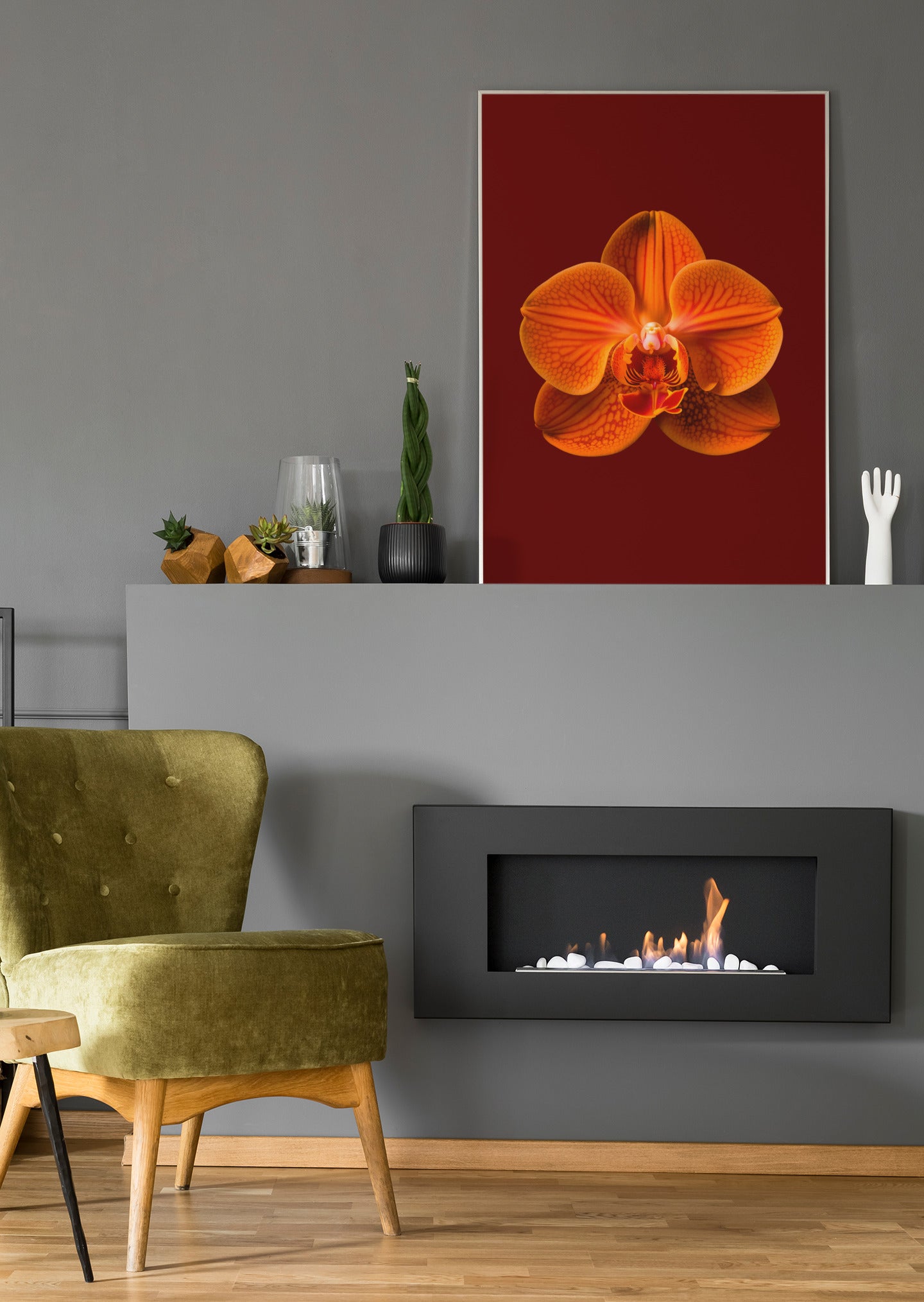 orangene Orchideenblüte - Poster oder Leinwand