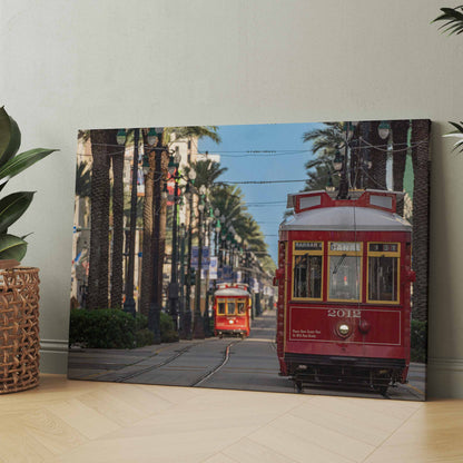 Rote Straßenbahn in New Orleans - Poster oder Leinwand