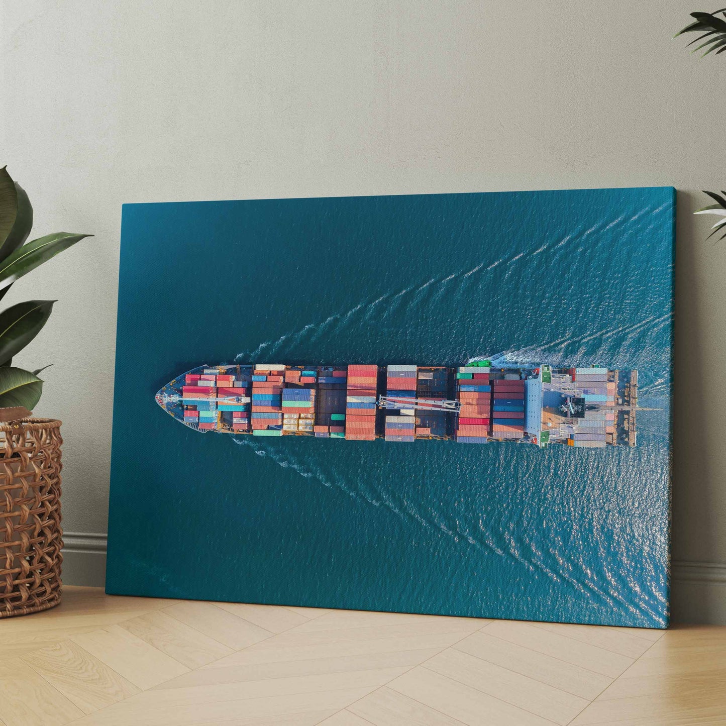 Containerschiff von oben - Poster oder Leinwand