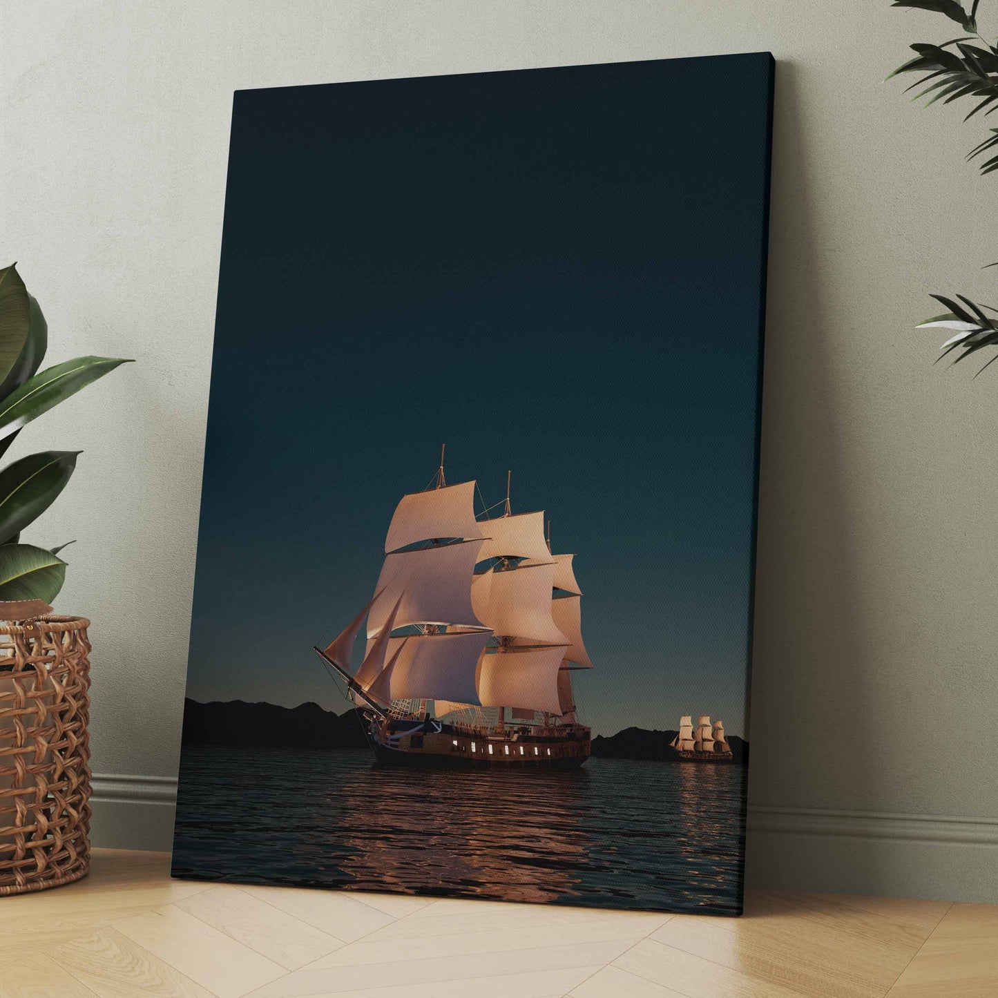Segelschiff bei Nacht - Poster oder Leinwand