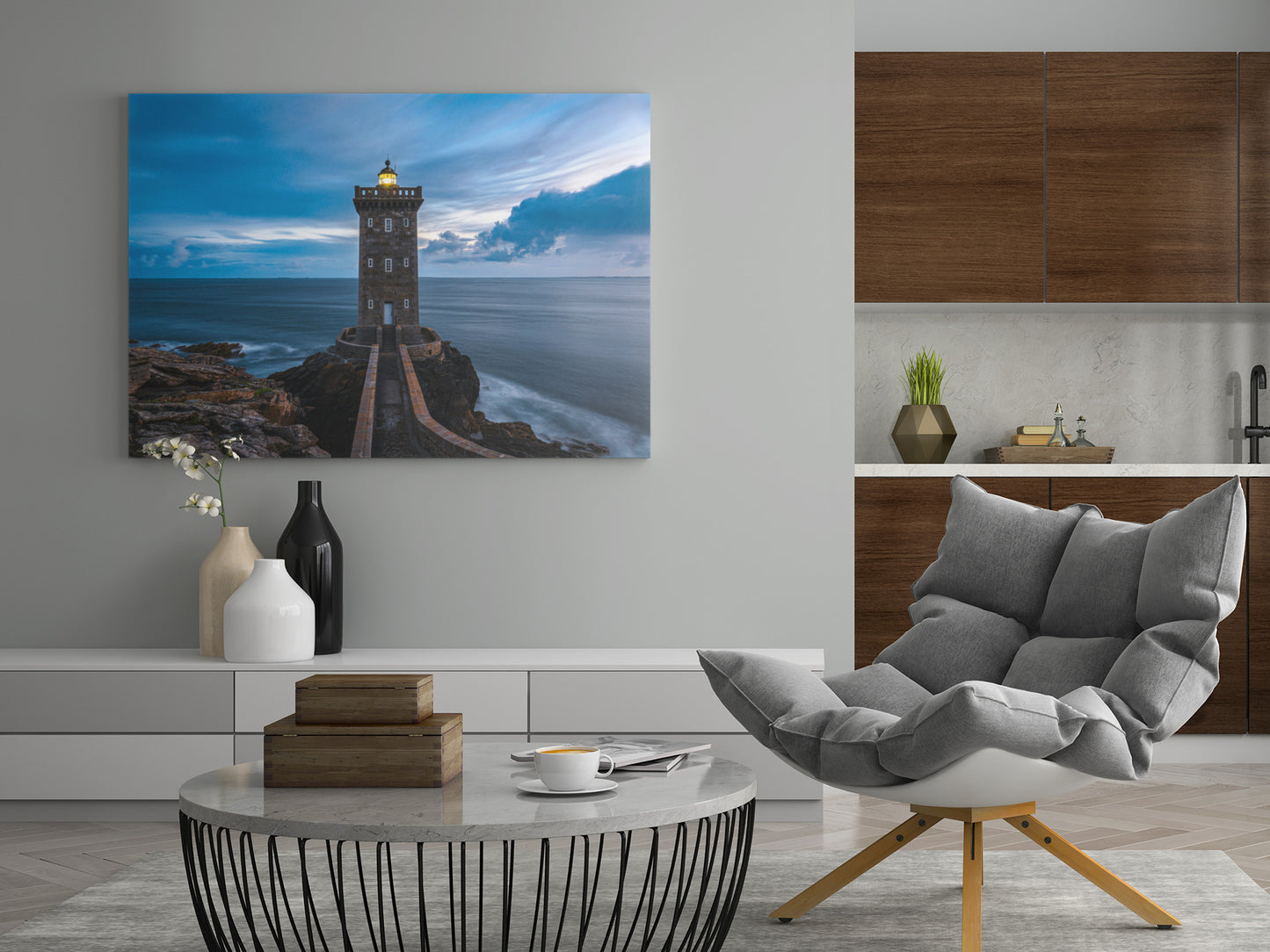Leuchtturm an der Küste - Poster oder Leinwand