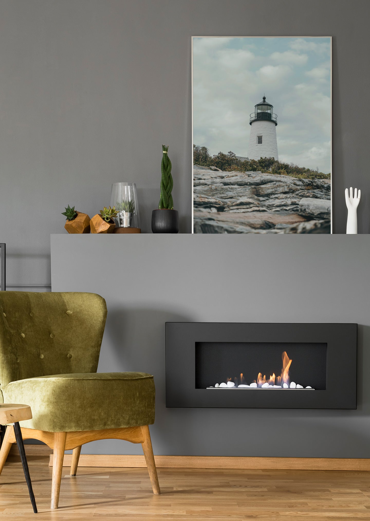 weißer Leuchtturm - Poster oder Leinwand