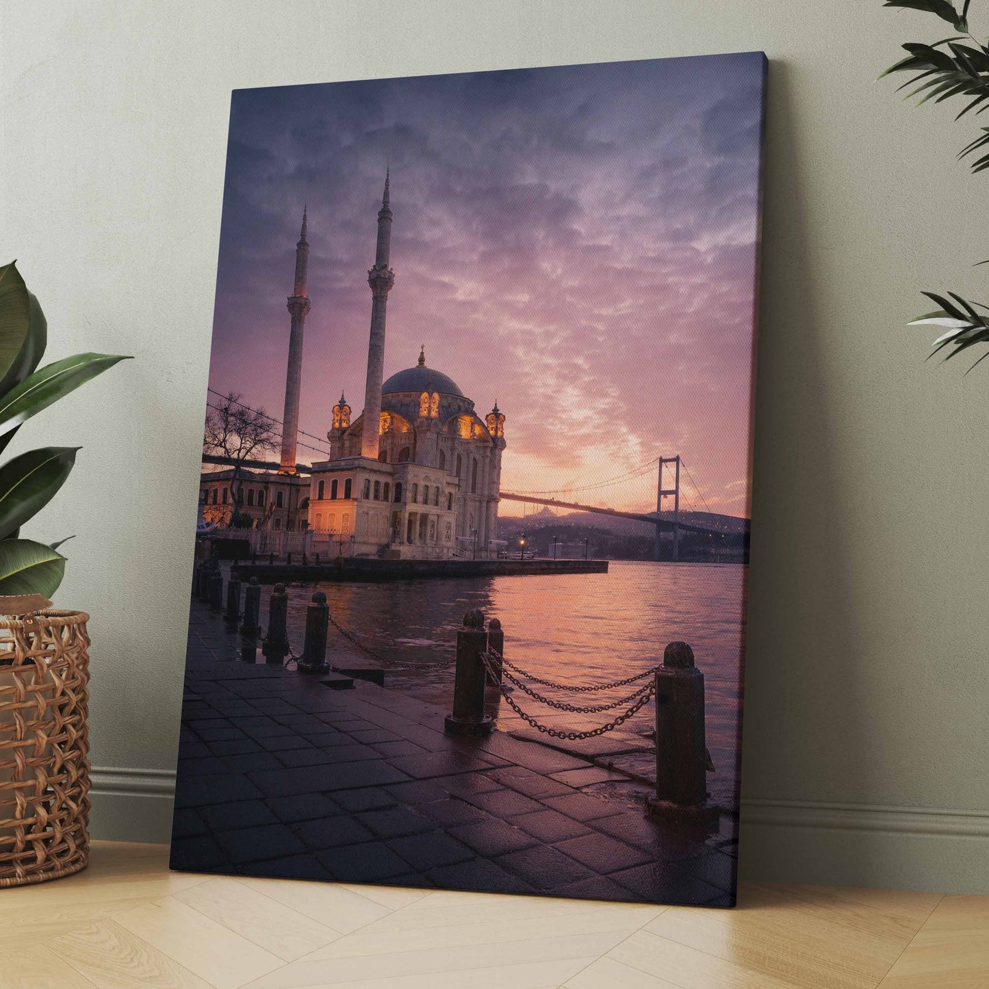 Moschee in Istanbul bei Nacht  - Poster oder Leinwand