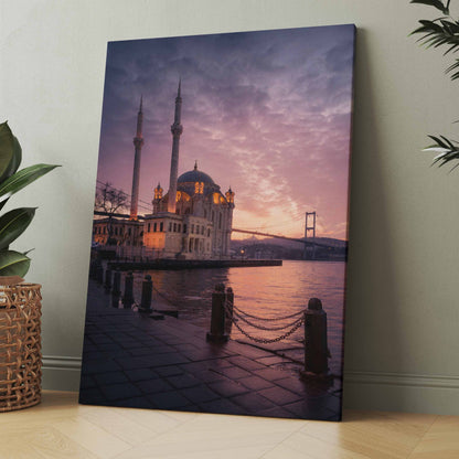 Moschee in Istanbul bei Nacht  - Poster oder Leinwand