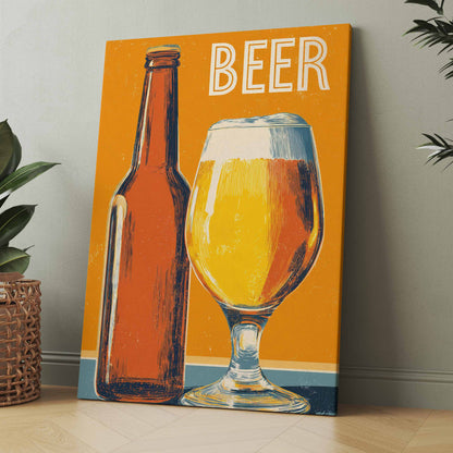Retro Glas Bier - Poster oder Leinwand