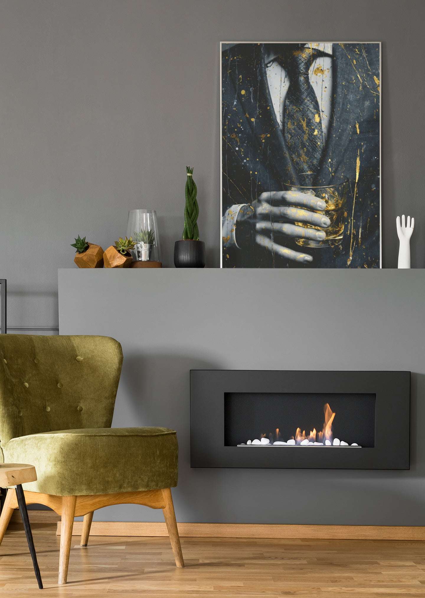 Whisky und Anzug - Poster oder Leinwand