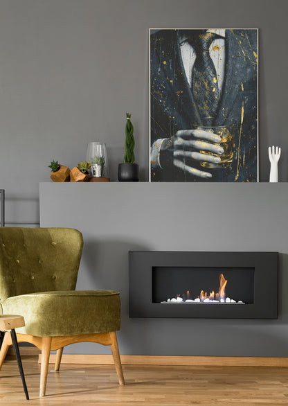 Whisky und Anzug - Poster oder Leinwand
