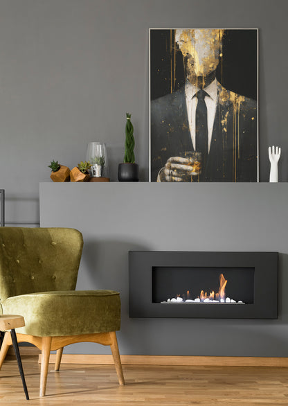 Goldener Mann im Anzug - Poster oder Leinwand