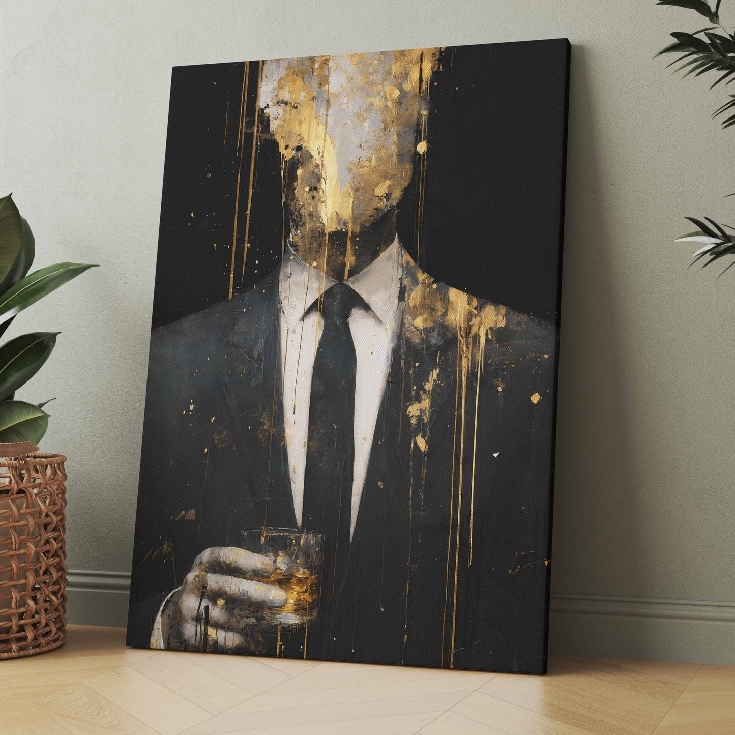 Goldener Mann im Anzug - Poster oder Leinwand