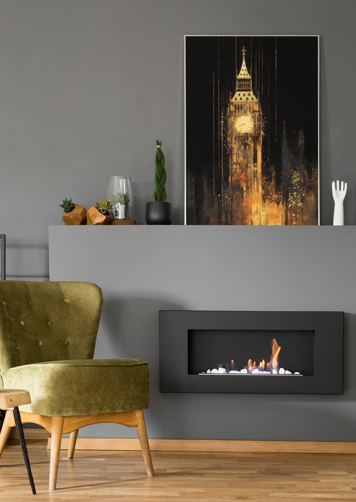Big Ben in London Gold - Poster oder Leinwand