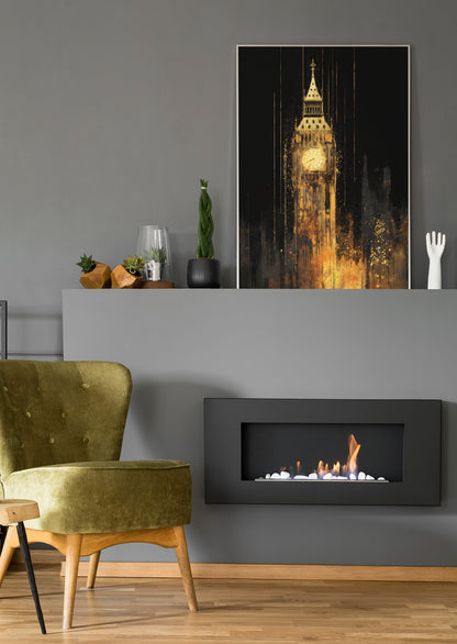 Big Ben in London Gold - Poster oder Leinwand