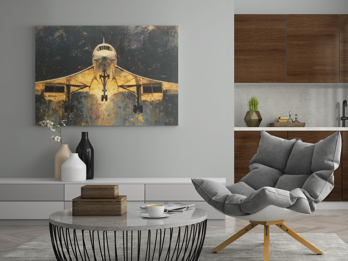 Concorde Flugzeug Gold - Poster oder Leinwand
