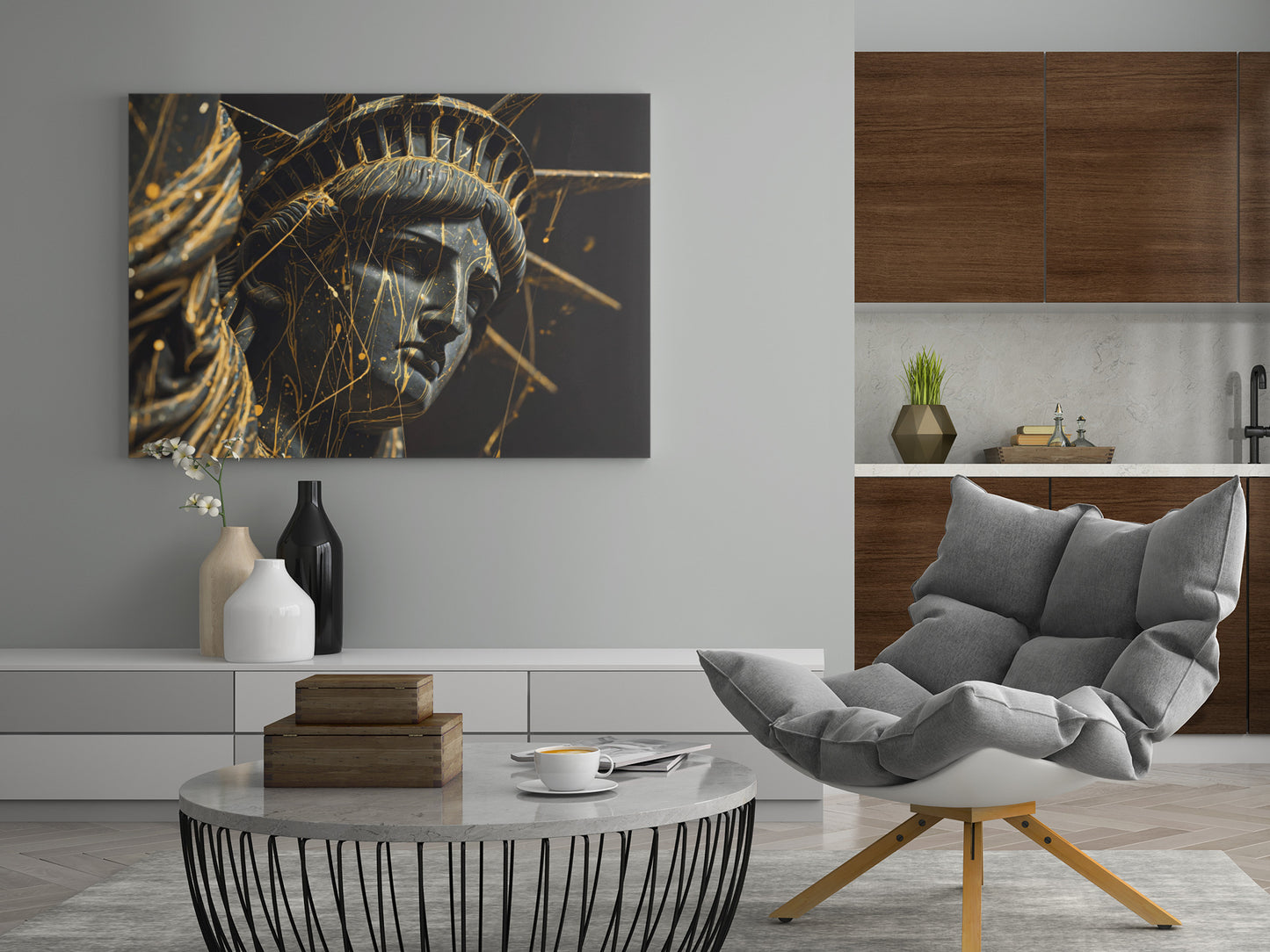 New Yorker Freiheitsstatue Gold - Poster oder Leinwand
