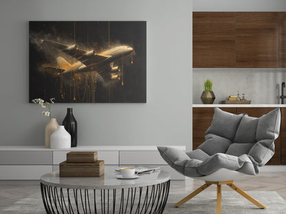 Airbus A380 Flugzeug Goldregen - Poster oder Leinwand