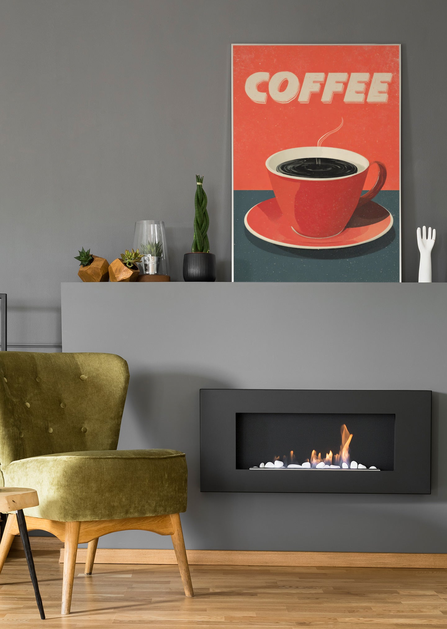 Coffee Retro Vintage Rot - Poster oder Leinwand